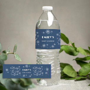 Es ist kalt draußen Schneeflocken Blau Baby Shower Wasserflaschenetikett