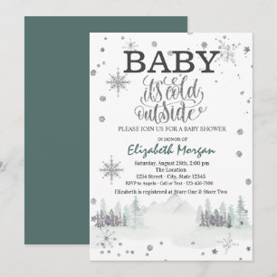 Es ist kalt draußen Schneeflocken Wald Baby Shower Einladung