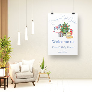 Es ist kalt draußen Weihnachtsbaum Blue Baby Dusch Banner