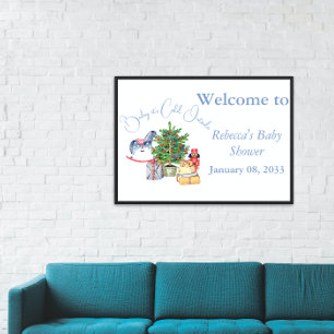 Es ist kalt draußen Weihnachtsbaum Blue Baby Dusch Banner