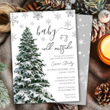 Es ist kalt draußen | Winter Tree Gray Baby Shower