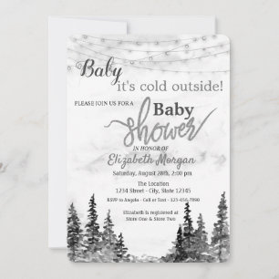 Es ist kalt draußen Winter Wald Graue Babyparty Einladung