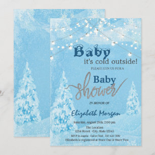 Es ist kalt draußen Winterwald-Baby-Party Einladung