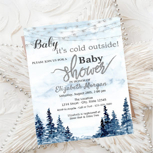 Es ist kalt draußen Winterwald-Baby-Party Einladung