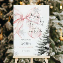 Es ist kalt im Freien Pink Bow Baby Dusche Willkom