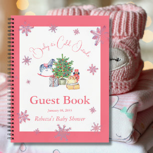 Es ist kalt im Freien Pink Girl Baby Shower Gast Notizbuch