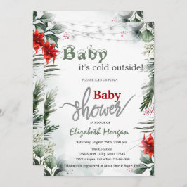 Es ist kalte Außendusche von Poinsettia Branches B Einladung