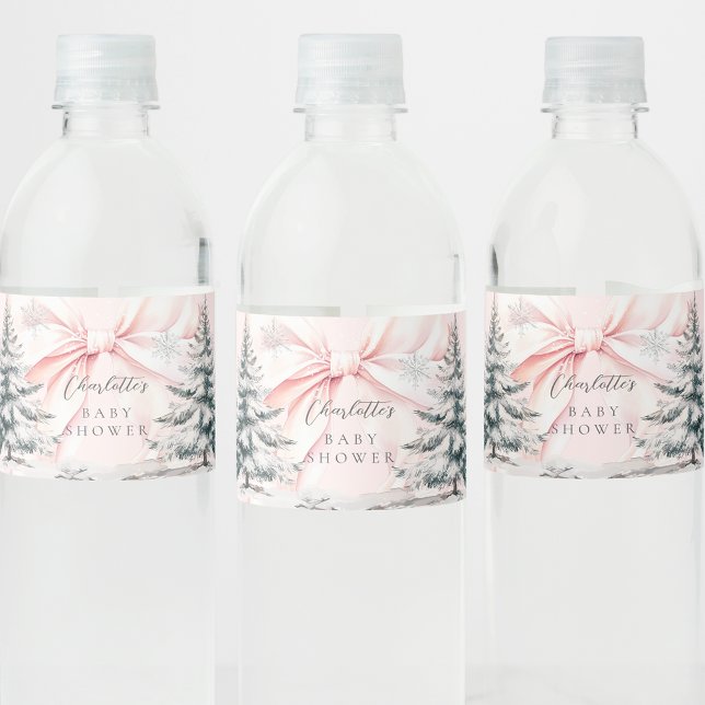 Es ist kalte Outside Pink Bow Baby Dusche Wasserflaschenetikett (Von Creator hochgeladen)