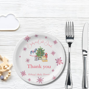 Es ist kalte Outside Pink Girl Winter Baby Dusche Pappteller