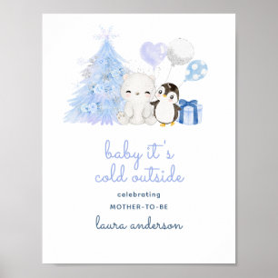 Es ist kalte Outside Watercolor Winter Baby Dusche Poster