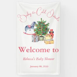 Es ist kalte Outside Winter Pink Girl Baby Dusche Banner
