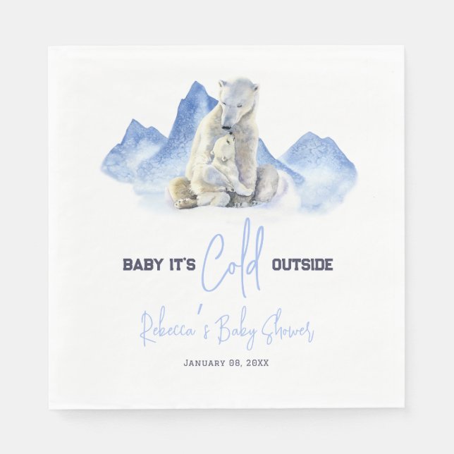 Es ist kalte Outside Winter Polar Bear Baby Dusche Serviette (Vorderseite)