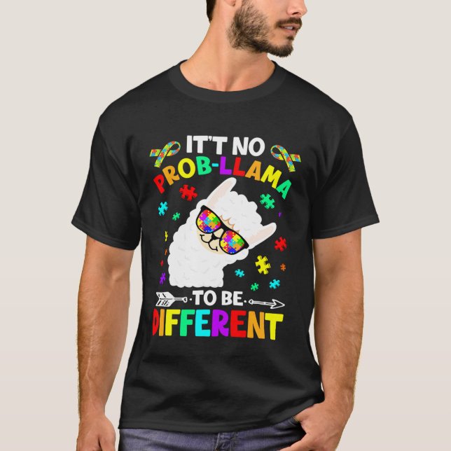 Es ist kein Problem Lama anders zu sein Autismus F T-Shirt (Vorderseite)