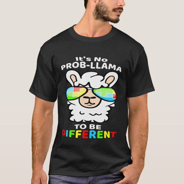 Es ist kein Problem Lama anders zu sein Autismus T T-Shirt (Vorderseite)