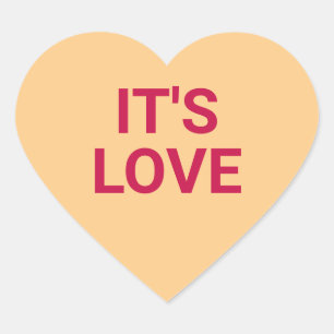 Es ist Liebe Orange niedlich Valentinstag Konversa Herz-Aufkleber