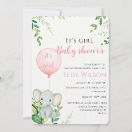 Es ist Mädchen! Niedliches kleines Elefantenbaby m Einladung