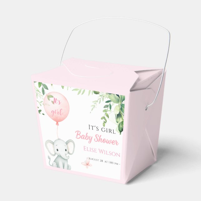 Es ist Mädchen! Niedliches kleines Elefantenbaby m Geschenkschachtel (Vorderseite)