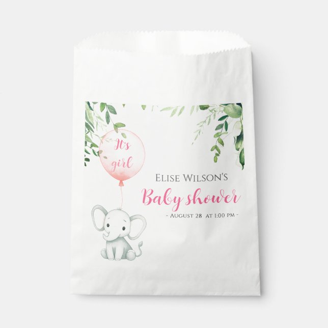 Es ist Mädchen! Niedliches kleines Elefantenbaby m Geschenktütchen (Vorderseite)