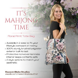 "Es ist Mahjong-Zeit" Blumenprint-Tasche