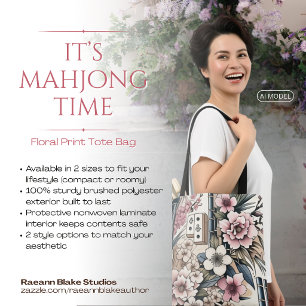 "Es ist Mahjong-Zeit" Blumenprint-Tasche
