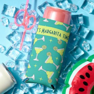 Es ist Margarita Time Retro Cocktail Gemustert Blu Selters Dosenkühler