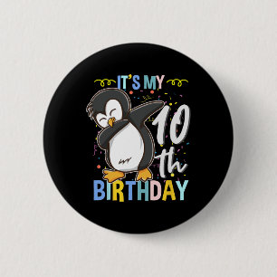 Es ist mein 10. Geburtstag Dabbing Pinguin Button