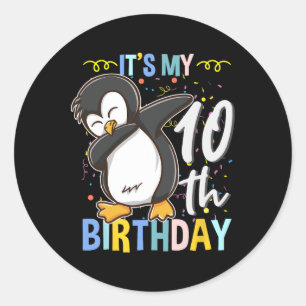 Es ist mein 10. Geburtstag Dabbing Pinguin Runder Aufkleber