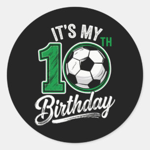 Es ist mein 10. Geburtstag Fußball 10 Jahre alter Runder Aufkleber