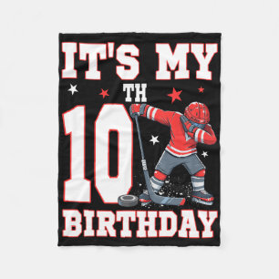 Es ist mein 10. Geburtstag Junge Eishockey Dabbing Fleecedecke