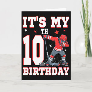 Es ist mein 10. Geburtstag Junge Eishockey Dabbing Karte