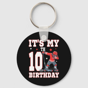 Es ist mein 10. Geburtstag Junge Eishockey Dabbing Schlüsselanhänger