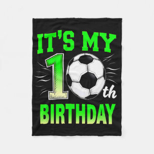 Es ist mein 10. Geburtstag Junge Fußball Ll  Fleecedecke