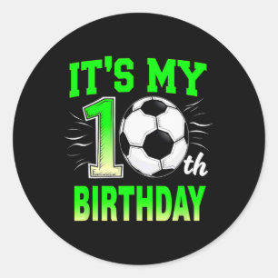 Es ist mein 10. Geburtstag Junge Fußball Ll  Runder Aufkleber