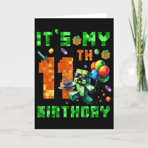 Es ist mein 11. Geburtstag Pixel-Nummer Videospiel Karte