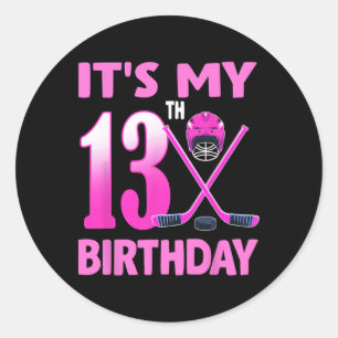 Es ist mein 13. Geburtstag Mädchen Eishockey 13 Ja Runder Aufkleber
