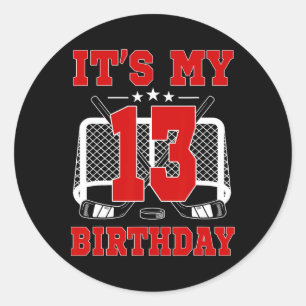 Es ist mein 13. Geburtstag Mädchen Eishockey Thema Runder Aufkleber