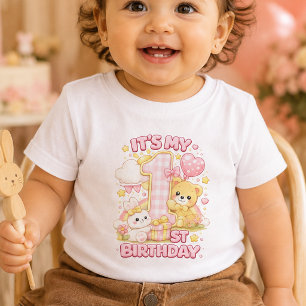Es ist mein 1. Geburtstag Baby T-Shirt   Rosa Them