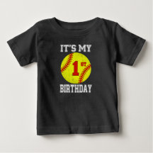 Es ist mein 1. Geburtstag Mädchen Softball 1 Jahr