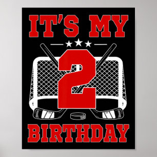 Es ist mein 2. Geburtstag Mädchen Eishockey Thema Poster