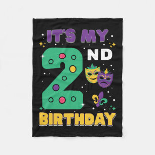 Es ist mein 2. Geburtstag Mardi Gras 2 Jahre alte  Fleecedecke