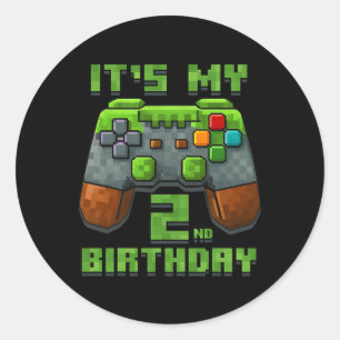 Es ist mein 2. Geburtstag Shirt Gamer Videospiel P Runder Aufkleber
