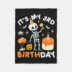 Es ist mein 3. Geburtstag-lustiger Halloween-Skele Fleecedecke