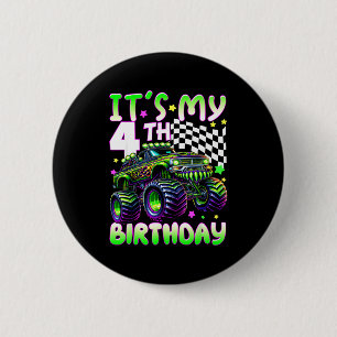 Es ist mein 4. Geburtstag Jungen Monstertruck 4 Ja Button