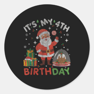 Es ist mein 4. Geburtstag-lustiger Weihnachten San Runder Aufkleber