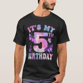 Es ist mein 5. Geburtstag Schmetterlingsthema 5 Ja T-Shirt