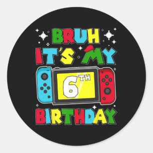 Es ist mein 6. Geburtstag Videospiel 6 Jahre alt G Runder Aufkleber