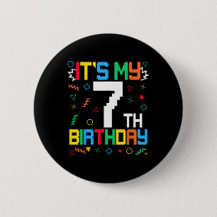 Es ist mein 7. Geburtstag Gamer Kids Videospiel Ge Button