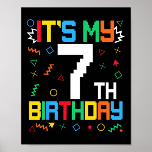 Es ist mein 7. Geburtstag Gamer Kids Videospiel Ge Poster