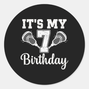 Es ist mein 7. Geburtstag Lacrosse 7 Jahre alt Geb Runder Aufkleber