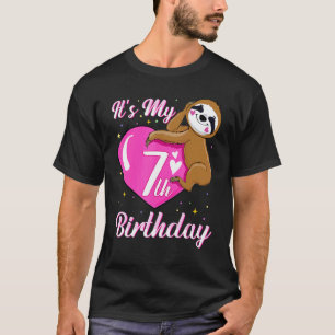 Es ist mein 7. Geburtstag Pink lächelnde Faultier T-Shirt